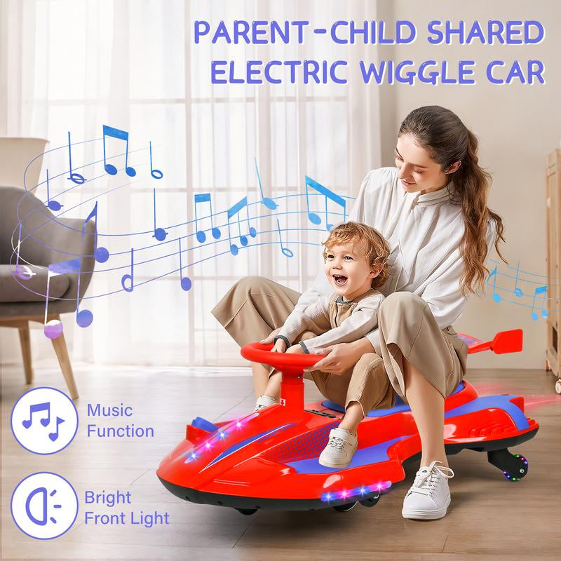 12V Electric Wiggle Car with Pedal, 2 in 1 Wiggle Car Ride on Toys for Kids Ages 3 and Up, Anti-Rollover Flashing Wheels, Bluetooth, Music2