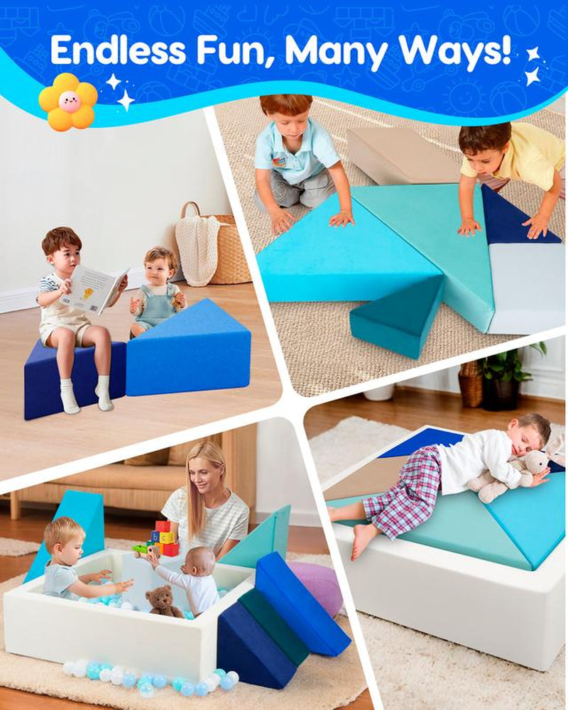 Kids Play Sofa, Nugget Couch Tangram Puzzles Ball Pit, Modular Kids Play Couch, Children'S Ball Pit Building Fort for Playroom Bedroom Boys Girls Teens, 4 Different Color Themes, Ocean/Glow/Rainbow/Dawn