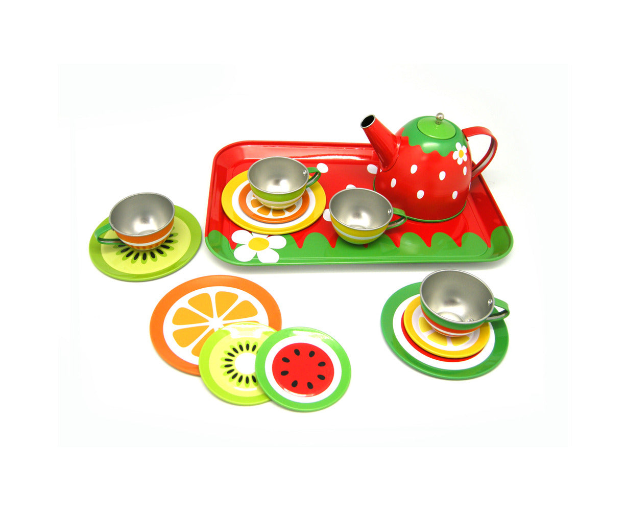 Children'S/Kids Fruit Salad Themed Pretend Play Tin Tea Set 15Pcs 3+