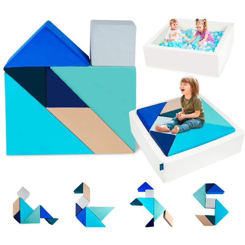 Kids Play Sofa, Nugget Couch Tangram Puzzles Ball Pit, Modular Kids Play Couch, Children'S Ball Pit Building Fort for Playroom Bedroom Boys Girls Teens, 4 Different Color Themes, Ocean/Glow/Rainbow/Dawn