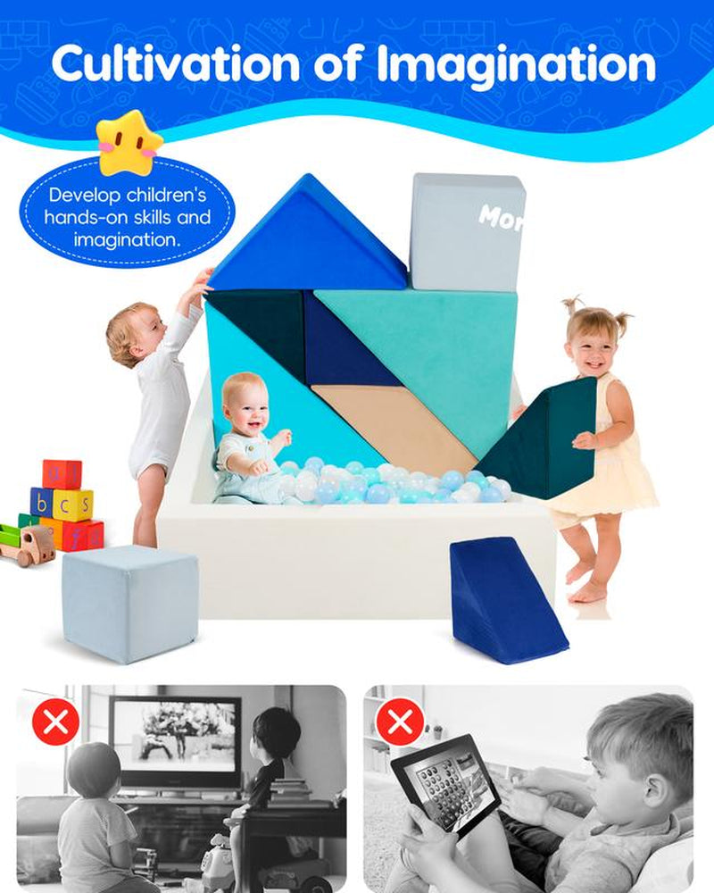 Kids Play Sofa, Nugget Couch Tangram Puzzles Ball Pit, Modular Kids Play Couch, Children'S Ball Pit Building Fort for Playroom Bedroom Boys Girls Teens, 4 Different Color Themes, Ocean/Glow/Rainbow/Dawn