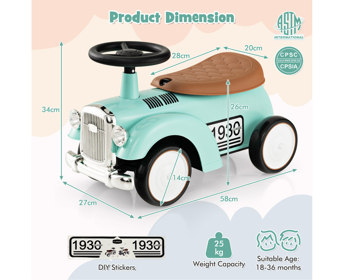 Kids Ride on Toy Foot-To-Floor Sliding Car Baby Walker W/Eva Wheels Ideal Gift Green