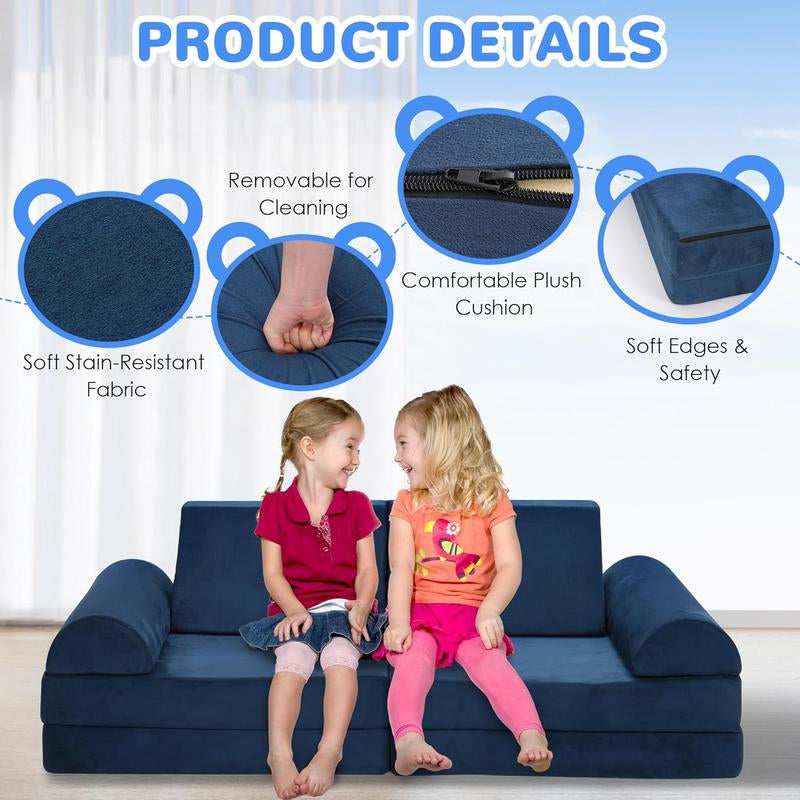 Rengue 8 PCS Modular Kids Play Couch, DIY Modular Toddler Couch for Glow in the Dark, Baby Play Couch Glow Sofa, Easy to Build Magical Forts in Your Playroom, Bedroom, Indoor, Nursery, 3 Shapes