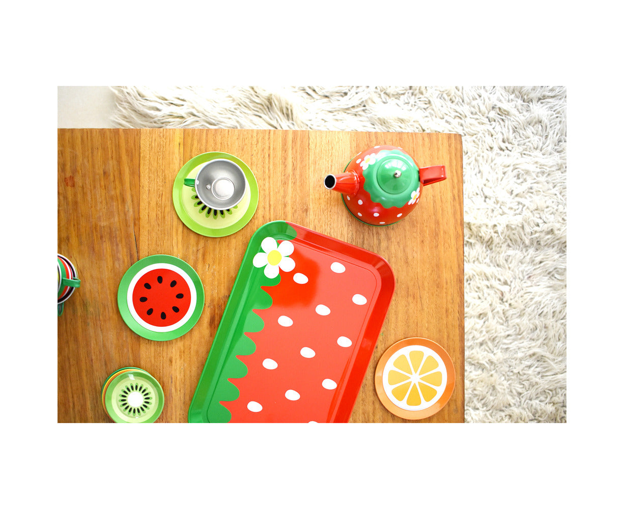 Children'S/Kids Fruit Salad Themed Pretend Play Tin Tea Set 15Pcs 3+