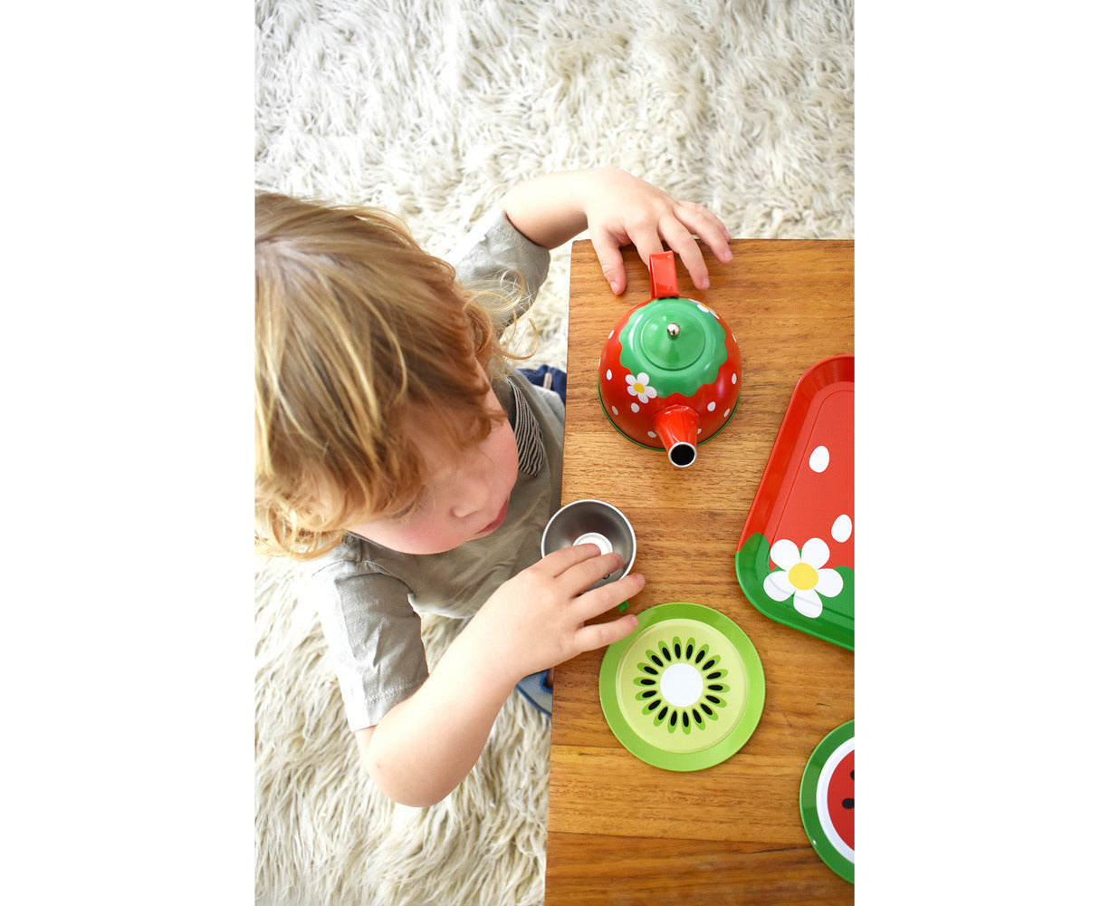Children'S/Kids Fruit Salad Themed Pretend Play Tin Tea Set 15Pcs 3+