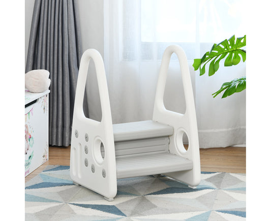 Kids Step Stool Toddler Step Learning Stool W/50Kg Load Capacity & Non-Slip Steps Tower for Toilet Potty Training White
