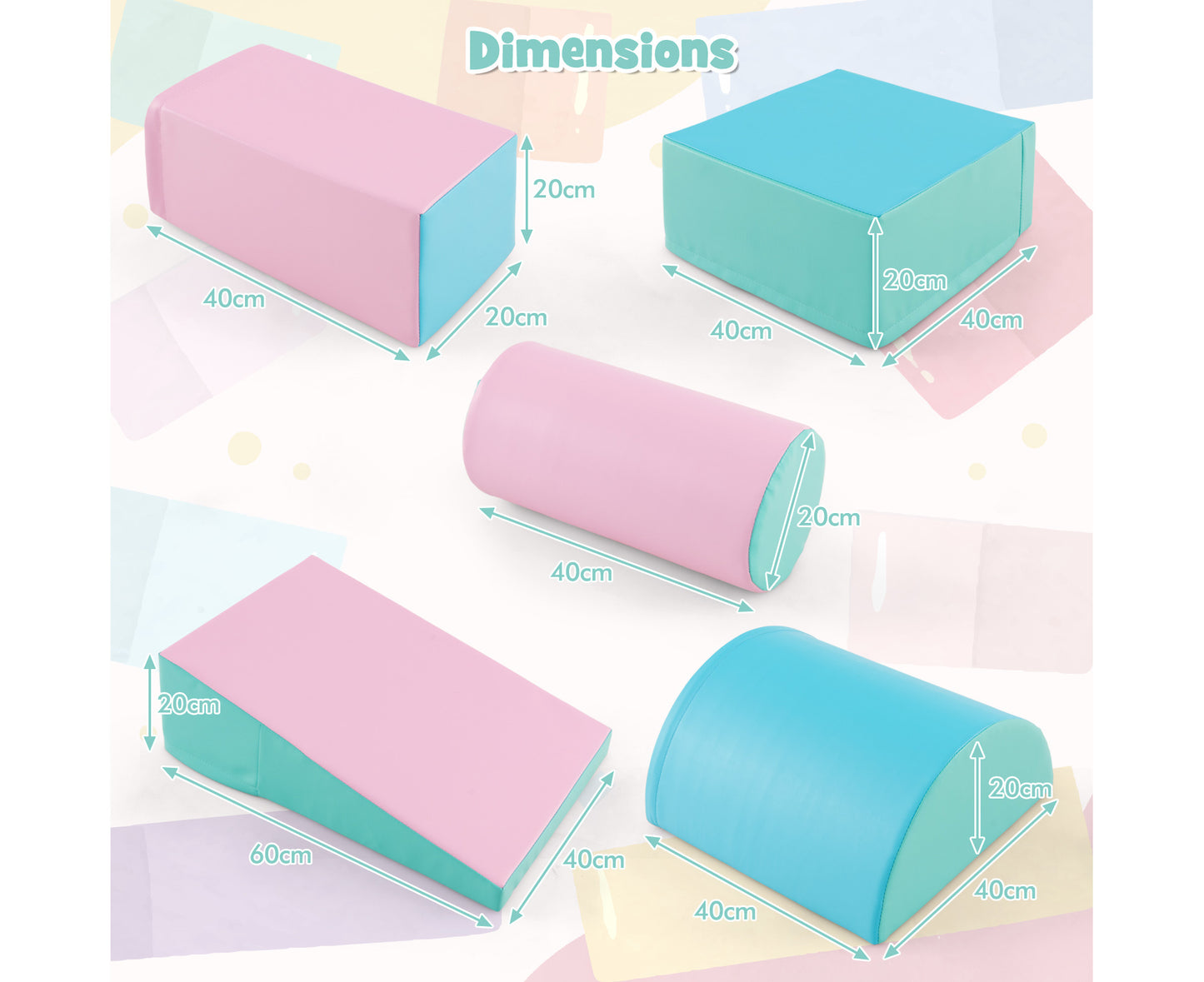 5PCS Kids Climb & Crawl Play Set Colorful Soft Foam Blocks Activity Toys Home Preschool Daycare Green