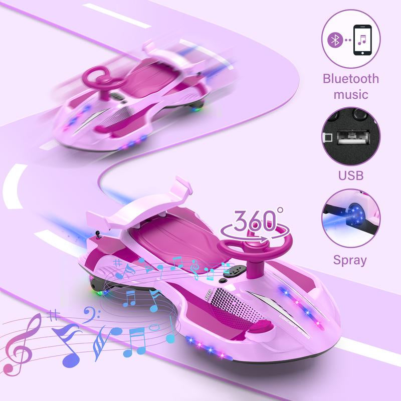 12V Electric Wiggle Car with Pedal, 2 in 1 Wiggle Car Ride on Toys for Kids Ages 3 and Up, Anti-Rollover Flashing Wheels, Bluetooth, Music2