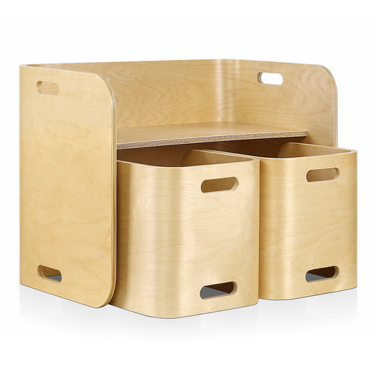 3PCS Kids Table and Chairs Set Multifunctional Storage Desk
