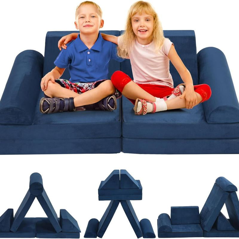 Rengue 8 PCS Modular Kids Play Couch, DIY Modular Toddler Couch for Glow in the Dark, Baby Play Couch Glow Sofa, Easy to Build Magical Forts in Your Playroom, Bedroom, Indoor, Nursery, 3 Shapes