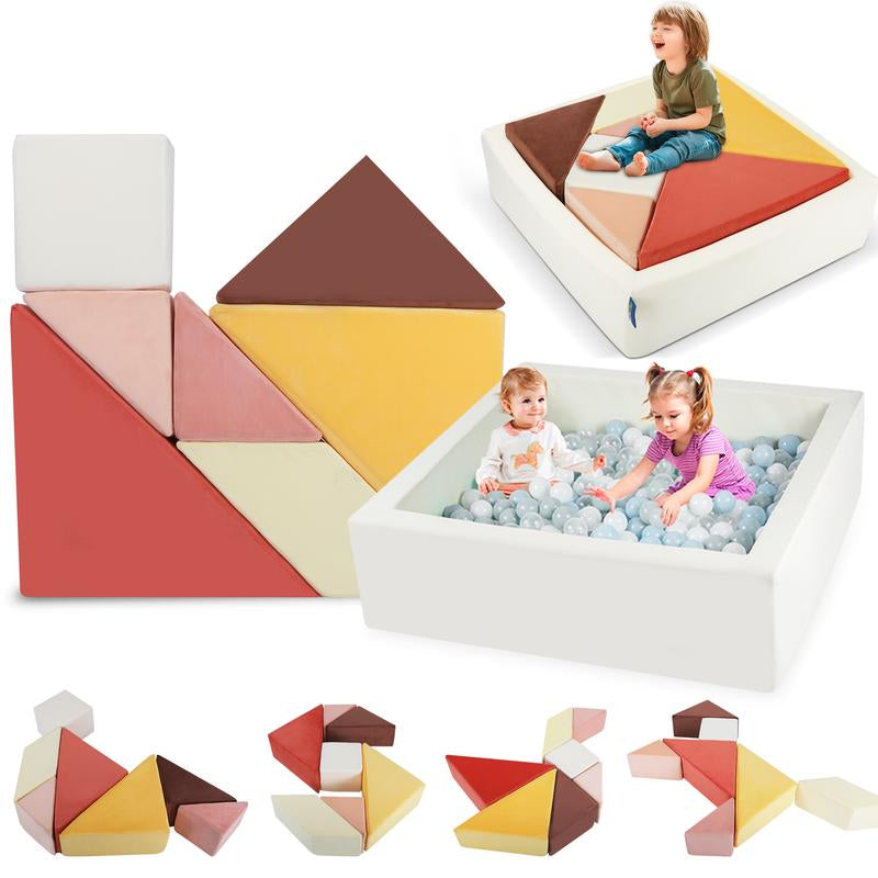 Kids Play Sofa, Nugget Couch Tangram Puzzles Ball Pit, Modular Kids Play Couch, Children'S Ball Pit Building Fort for Playroom Bedroom Boys Girls Teens, 4 Different Color Themes, Ocean/Glow/Rainbow/Dawn
