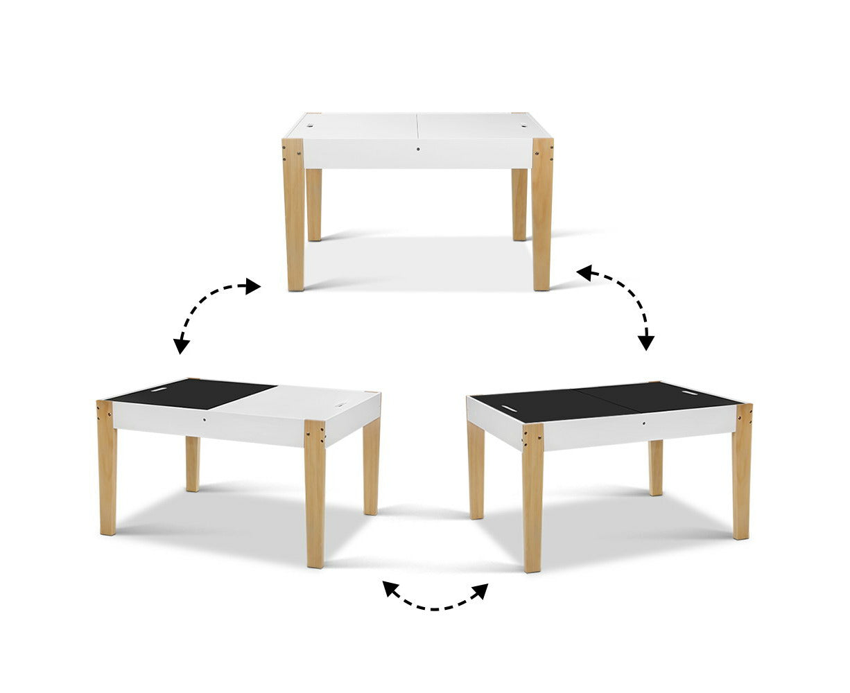 3PCS Kids Table and Chairs Set Storage Toys Play Activity Desk Chalkboard