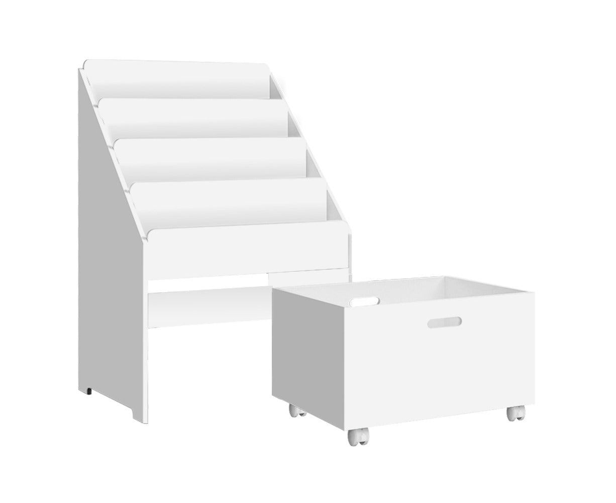 4 Tiers Kids Bookshelf Storage Organiser Children Bookcase Drawers Display