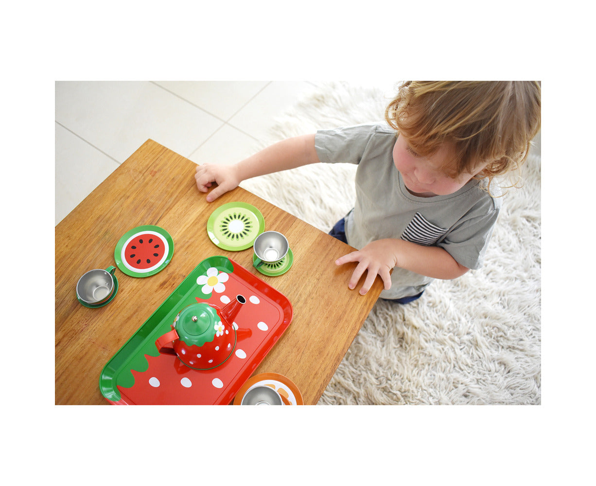 Children'S/Kids Fruit Salad Themed Pretend Play Tin Tea Set 15Pcs 3+