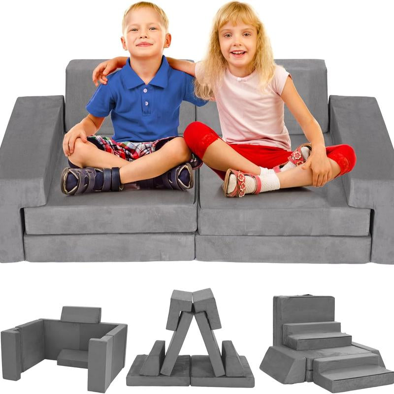 Rengue 8 PCS Modular Kids Play Couch, DIY Modular Toddler Couch for Glow in the Dark, Baby Play Couch Glow Sofa, Easy to Build Magical Forts in Your Playroom, Bedroom, Indoor, Nursery, 3 Shapes