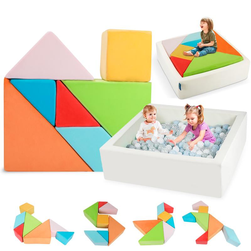 Kids Play Sofa, Nugget Couch Tangram Puzzles Ball Pit, Modular Kids Play Couch, Children'S Ball Pit Building Fort for Playroom Bedroom Boys Girls Teens, 4 Different Color Themes, Ocean/Glow/Rainbow/Dawn