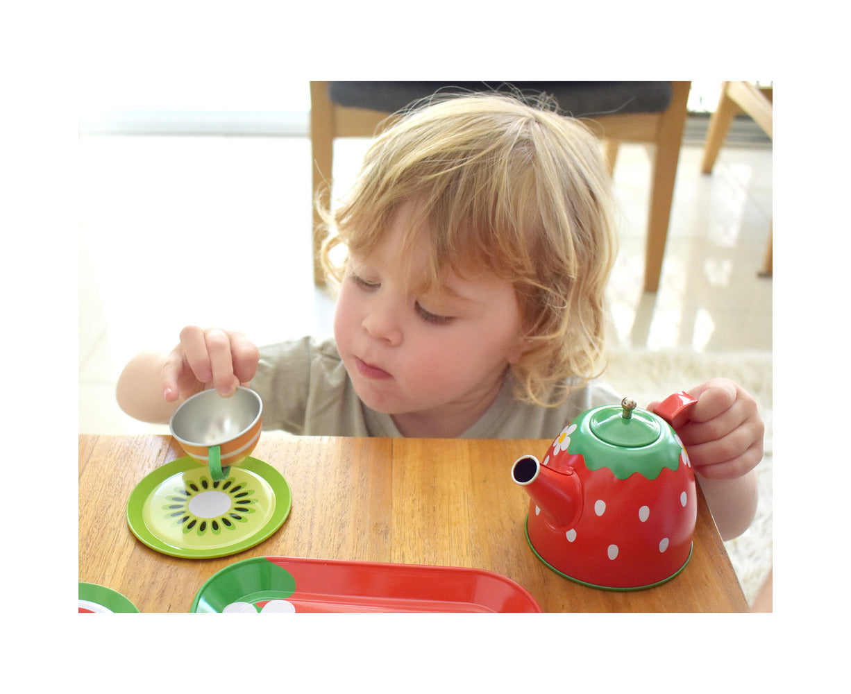 Children'S/Kids Fruit Salad Themed Pretend Play Tin Tea Set 15Pcs 3+