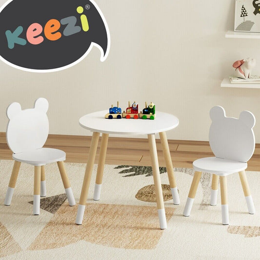 Keezi 3 Piece Kids Table and Chairs Set Activity Playing Study Children Desk