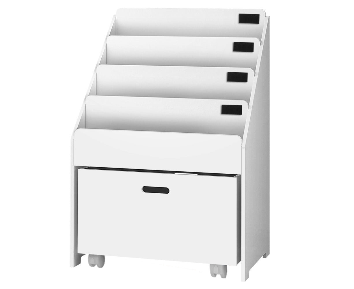 4 Tiers Kids Bookshelf Storage Organiser Children Bookcase Drawers Display