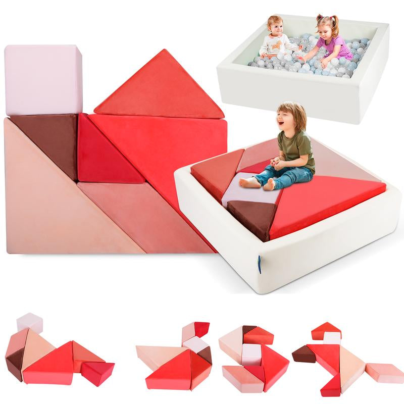 Kids Play Sofa, Nugget Couch Tangram Puzzles Ball Pit, Modular Kids Play Couch, Children'S Ball Pit Building Fort for Playroom Bedroom Boys Girls Teens, 4 Different Color Themes, Ocean/Glow/Rainbow/Dawn