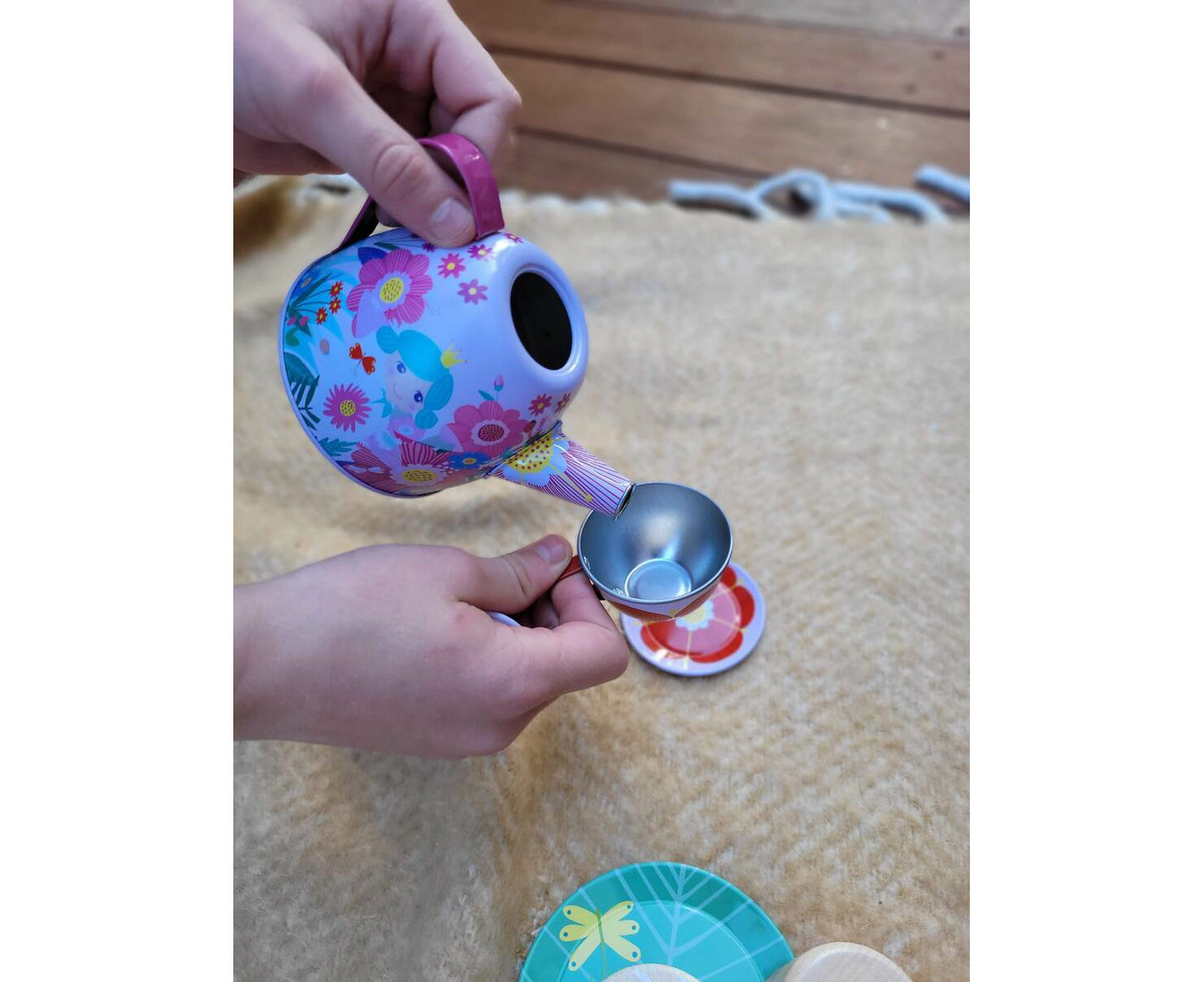 Children'S Pretend Play Creative Flower Fairy Tin Tea Set 15Pcs 3+