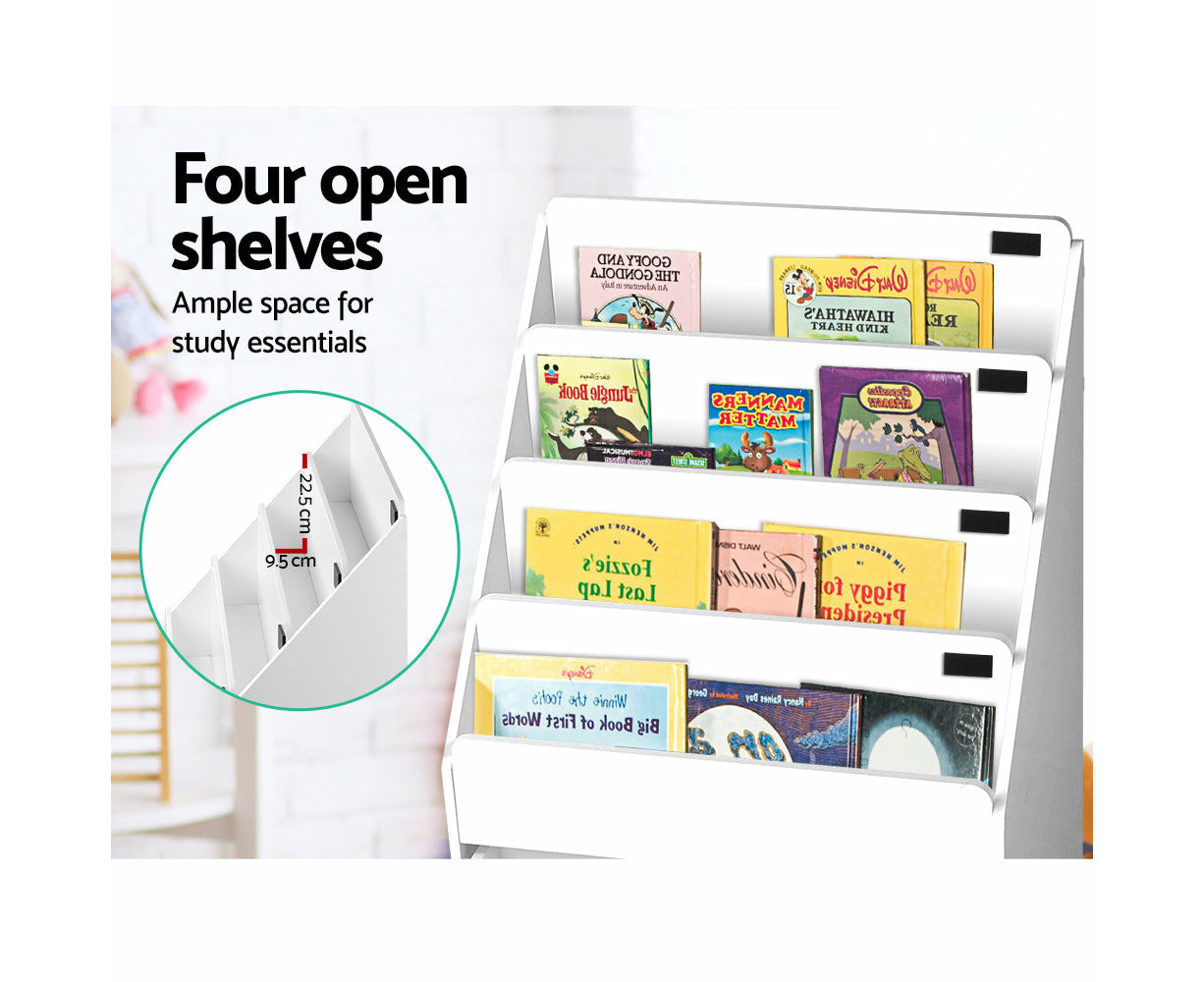 4 Tiers Kids Bookshelf Storage Organiser Children Bookcase Drawers Display