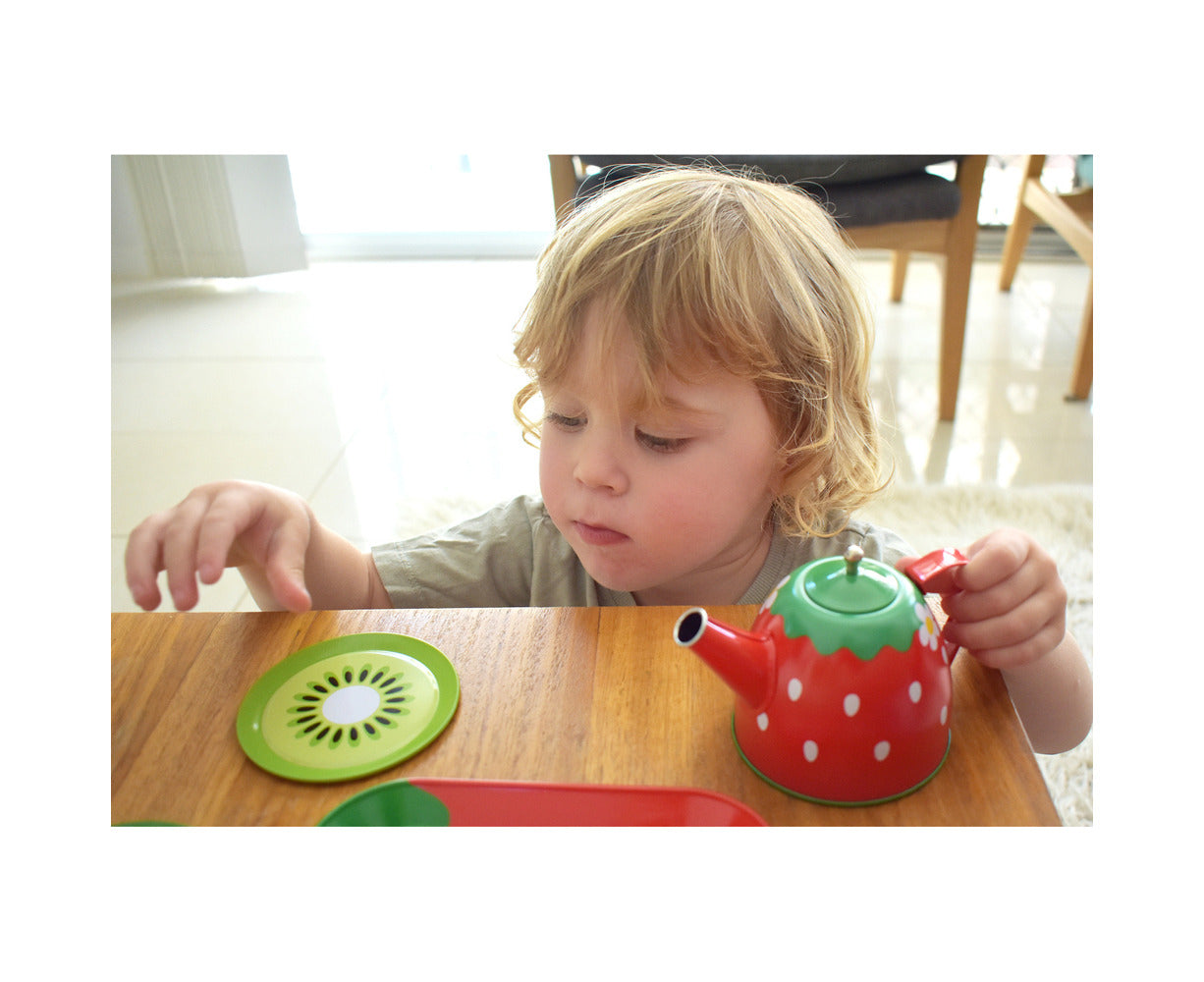 Children'S/Kids Fruit Salad Themed Pretend Play Tin Tea Set 15Pcs 3+