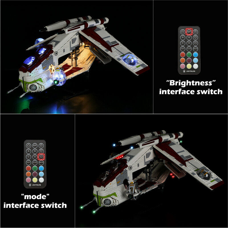 LED Lighting Kit for LEGO Republic Gunship 75309 Lighting Kit Remote Controlled