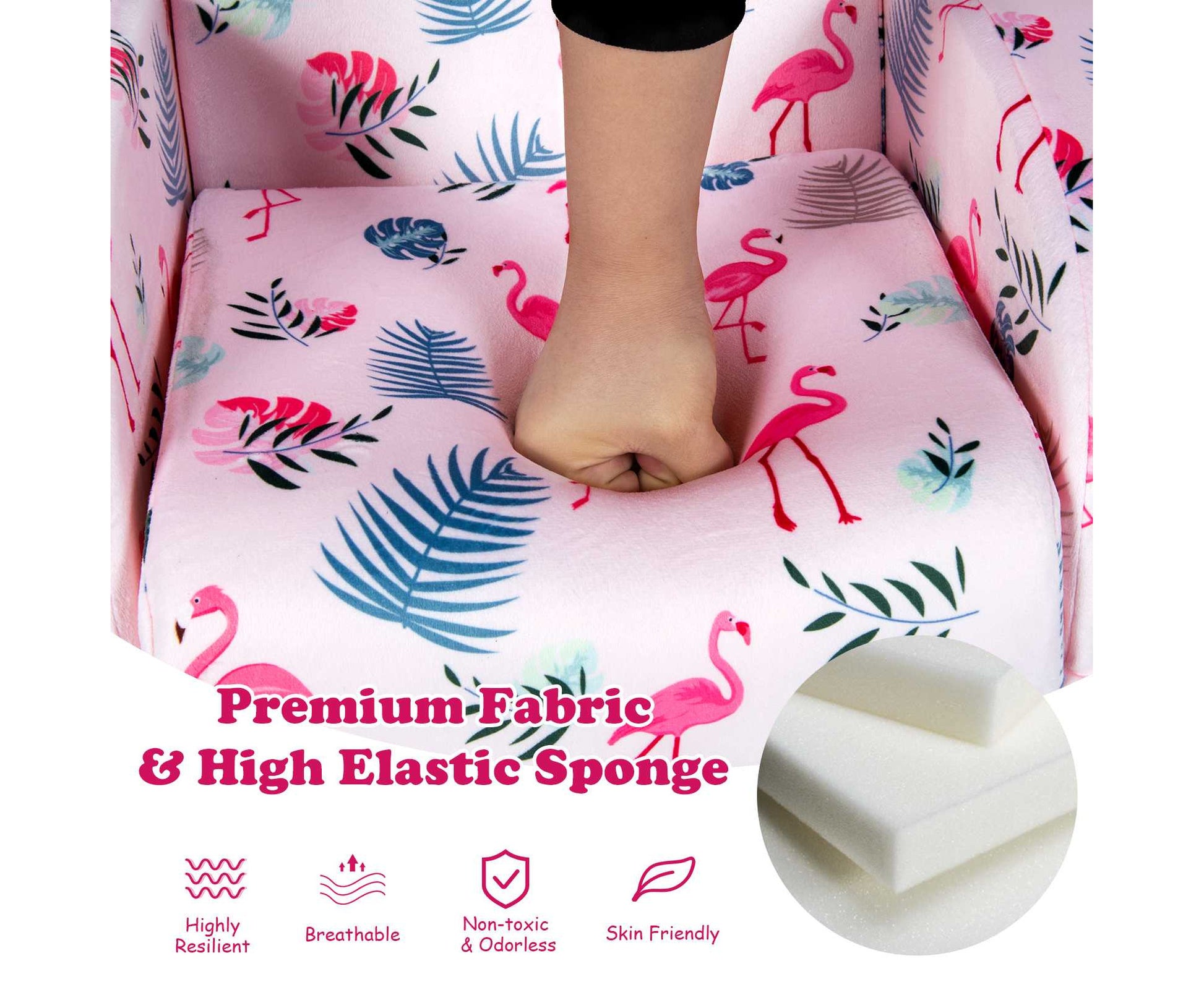 3 in 1 Kids Flip Out Sofa Chair Children Convertible Armchair Sofa Bed Lounge Couch for Reading Playing & Napping,Pink