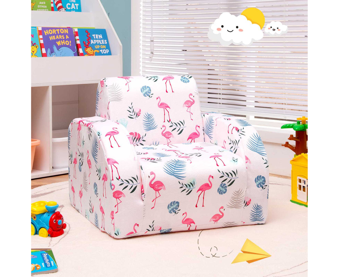 3 in 1 Kids Flip Out Sofa Chair Children Convertible Armchair Sofa Bed Lounge Couch for Reading Playing & Napping,Pink
