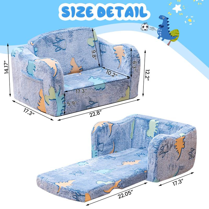 Lamerge Modular Play Couch for Kids 3+ Years Old, Glow in the Dark Play Couch, Fold Out Couch for Kids, Convertible Kids Fold Out Play Foam and Floor Cushion for Bedroom and Playroom