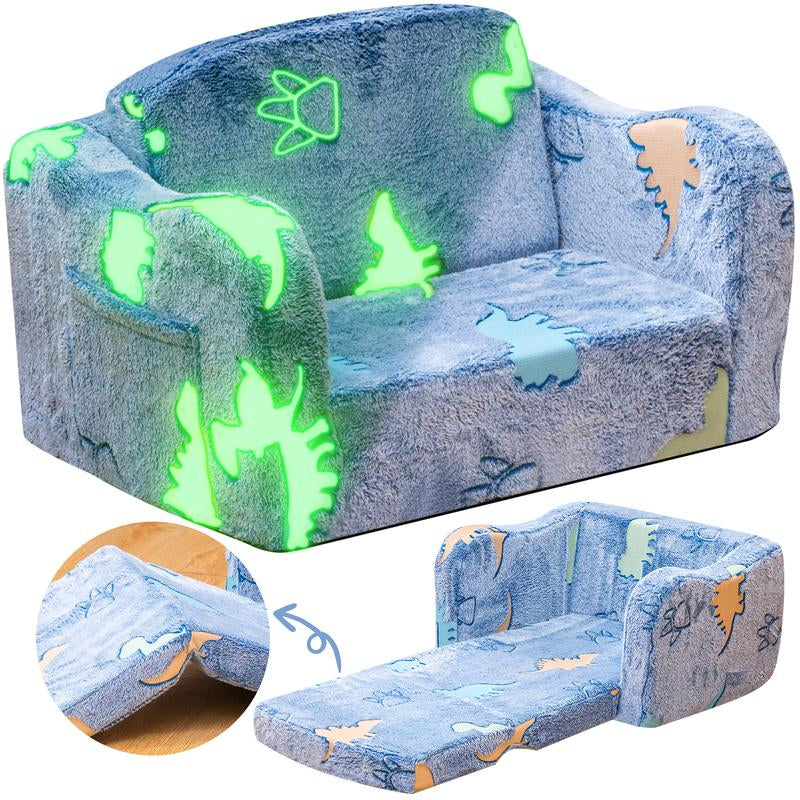 Lamerge Modular Play Couch for Kids 3+ Years Old, Glow in the Dark Play Couch, Fold Out Couch for Kids, Convertible Kids Fold Out Play Foam and Floor Cushion for Bedroom and Playroom