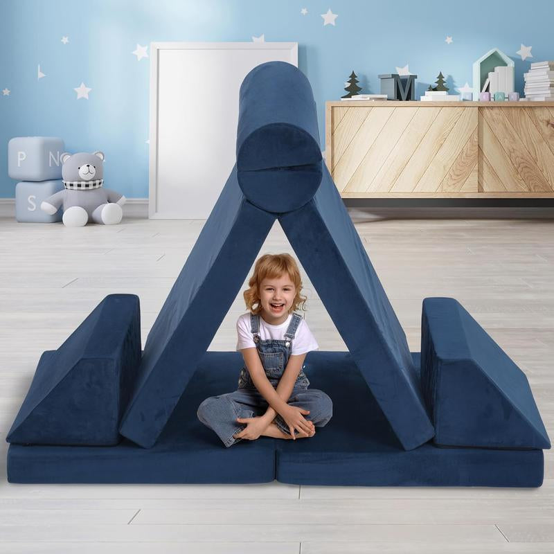 Rengue 8 PCS Modular Kids Play Couch, DIY Modular Toddler Couch for Glow in the Dark, Baby Play Couch Glow Sofa, Easy to Build Magical Forts in Your Playroom, Bedroom, Indoor, Nursery, 3 Shapes